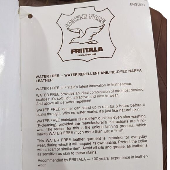 NWT Friitala Water Free Leather Jacket Size 6 - Picture 8 of 8